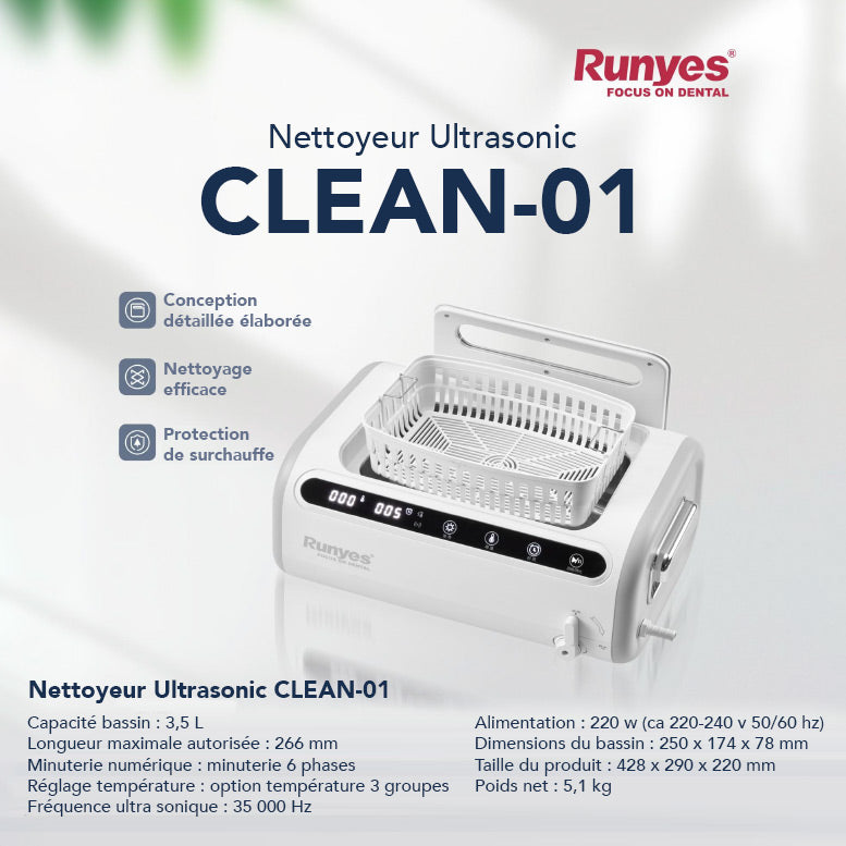 Nettoyeur à ultrason 3,5 L CLEAN-01 - Runyes - Safe Implant