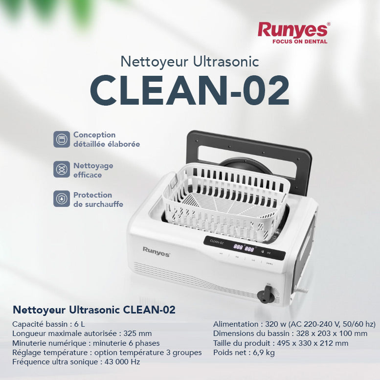 Nettoyeur à ultrason 6 L CLEAN-02 - Runyes - Safe Implant