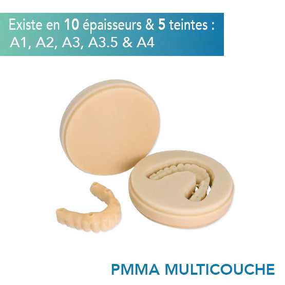 Disque PMMA Multicouche - Teintes A1, A2, A3, A3.5 & A4 - 10 épaisseurs - HUGE