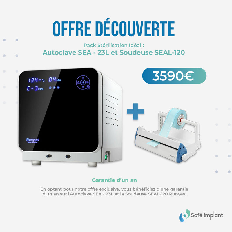 Pack Stérilisation Idéal : Autoclave SEA - 23L et Soudeuse SEAL-120 en Offre Découverte ! - Safe Implant