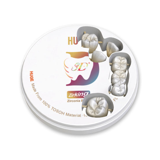 Disque zircone premium 3D - Teintes A1, A2, A3, A3.5 & B4 - 7 épaisseurs - HUGE - Safe Implant