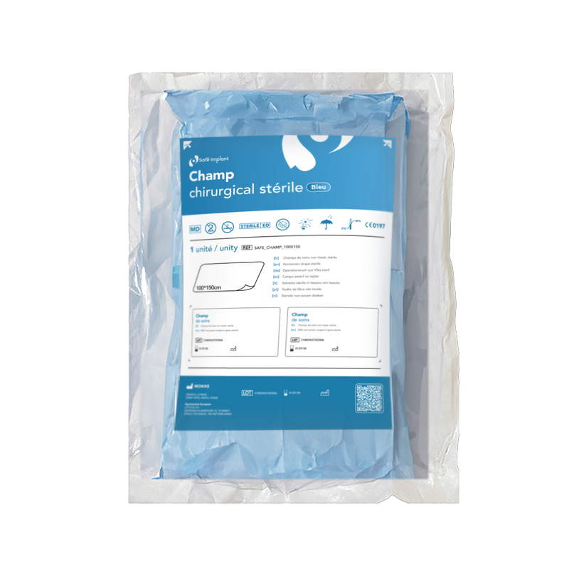 Champ chirurgical stérile Safe Implant 100 x 150 cm – usage médical ou dentaire