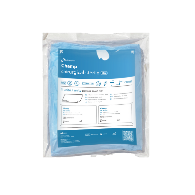 Champ chirurgical stérile Safe Implant 95 x 75 cm – usage médical ou dentaire