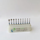 Kit de 10 fraises diamantées grain moyen têtes rondes FG - Safe Implant