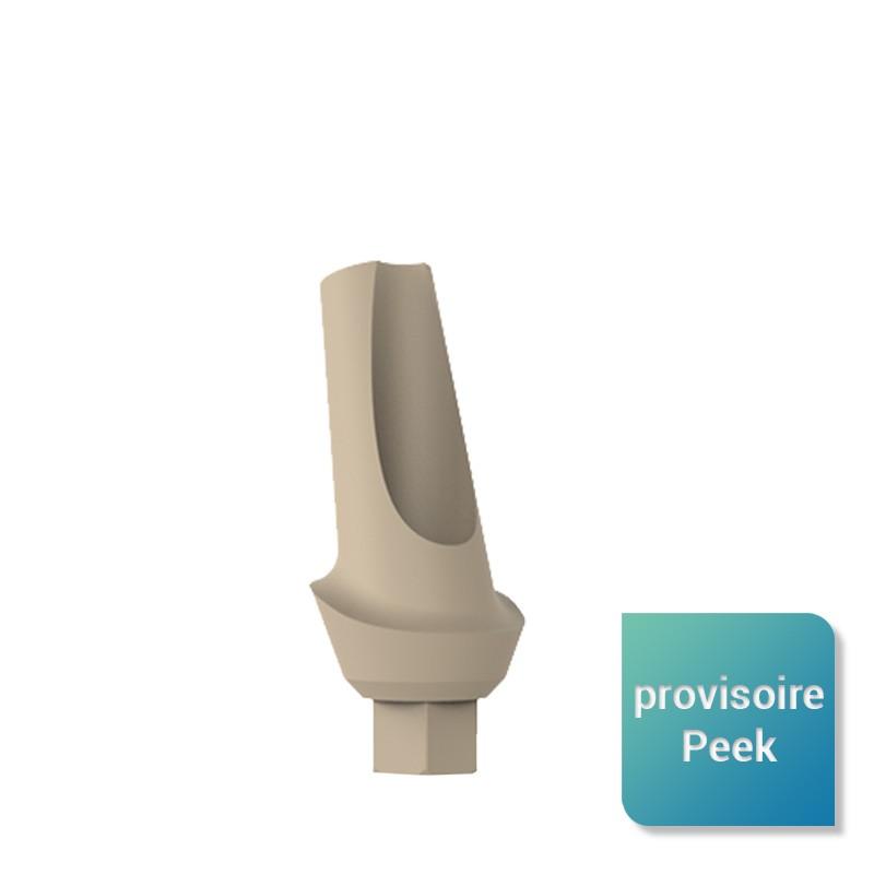 Pilier provisoire angulé en peek 15° pour hexagone interne Ø 2.43mm - Safe Implant