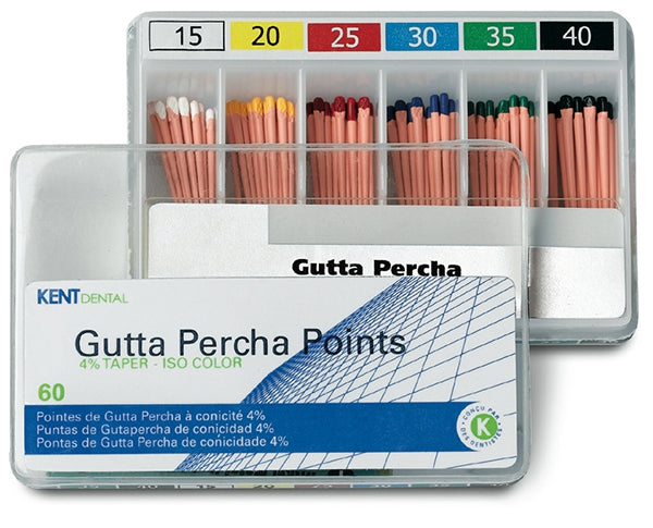 Pointes de Gutta ISO à conicité 4 et 6 % - Kent Dental