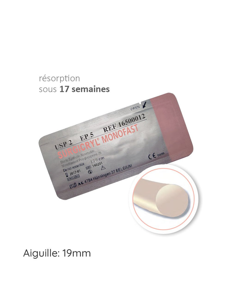 SURGICRYL MONOFAST™ fil de suture en aiguille 19mm Fil :4/0